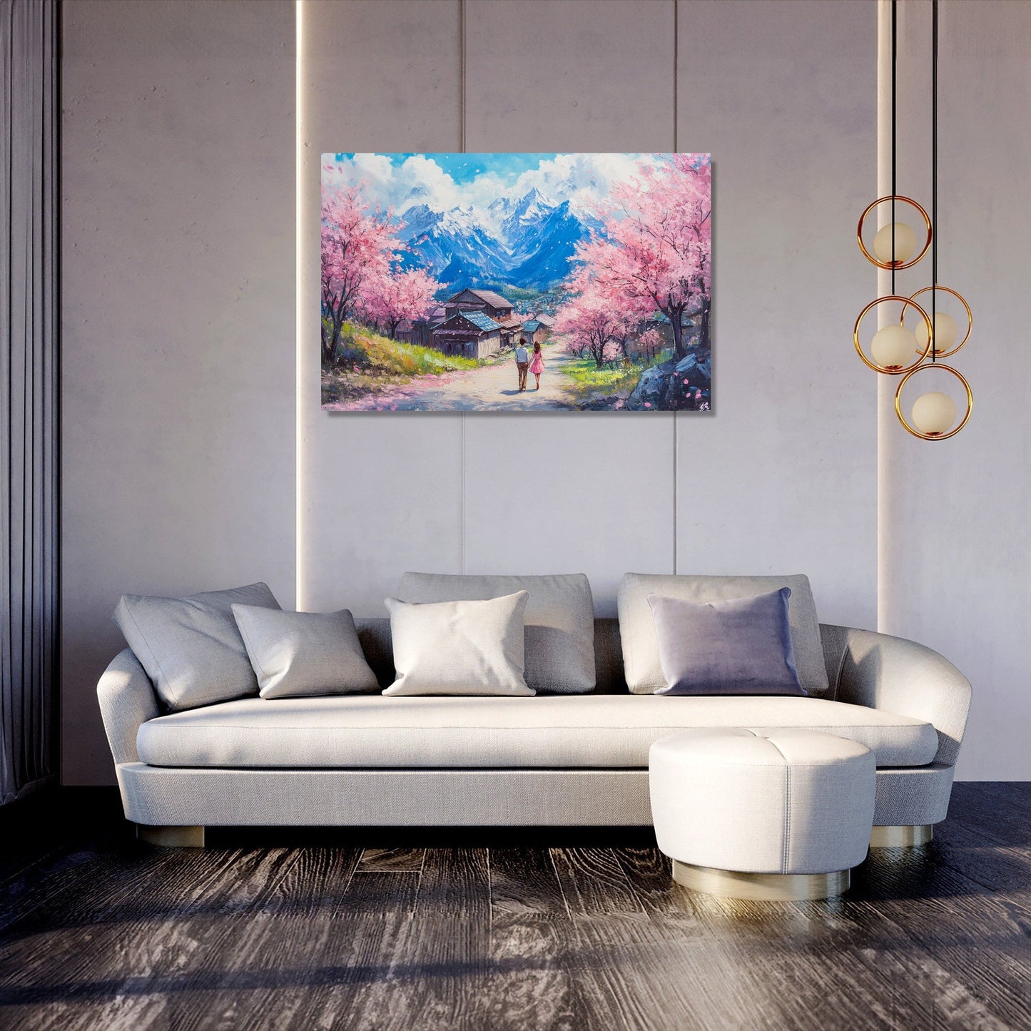 Spring Harmony Village Canvas