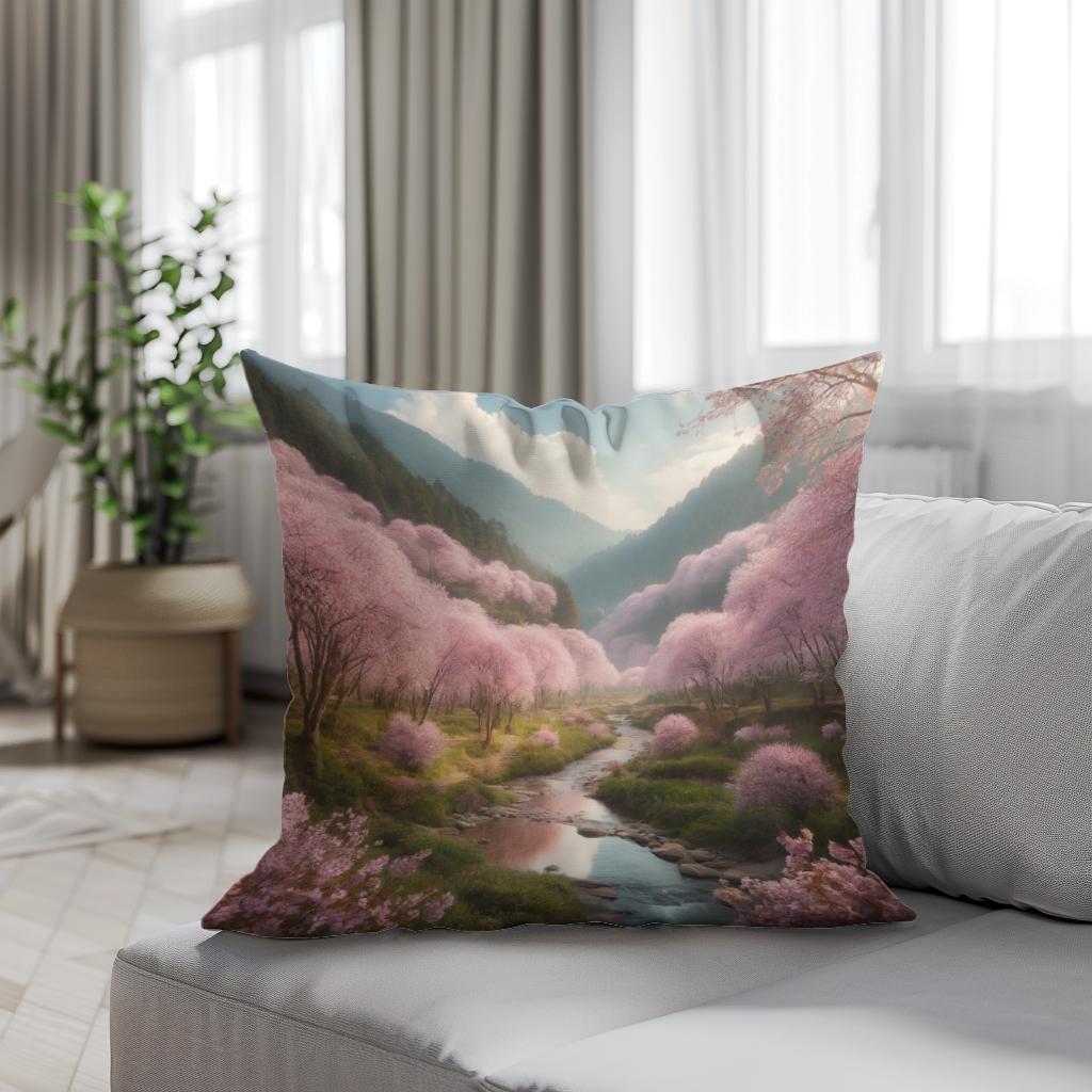Cherry Blossom Valley Cotton Cushion