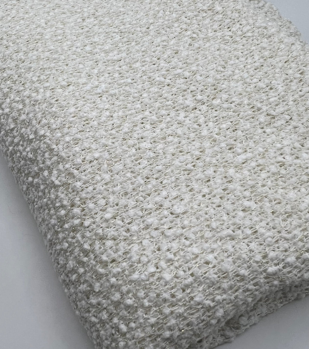 Ivory Boucle Metallic Thread Knit Fabric 2 Way Stretch Fabric