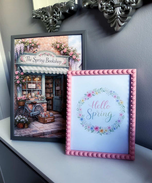 The Spring Bookshop Wall Art – Vintage Floral Bookstore Illustration Cottagecore Home Decor Print
