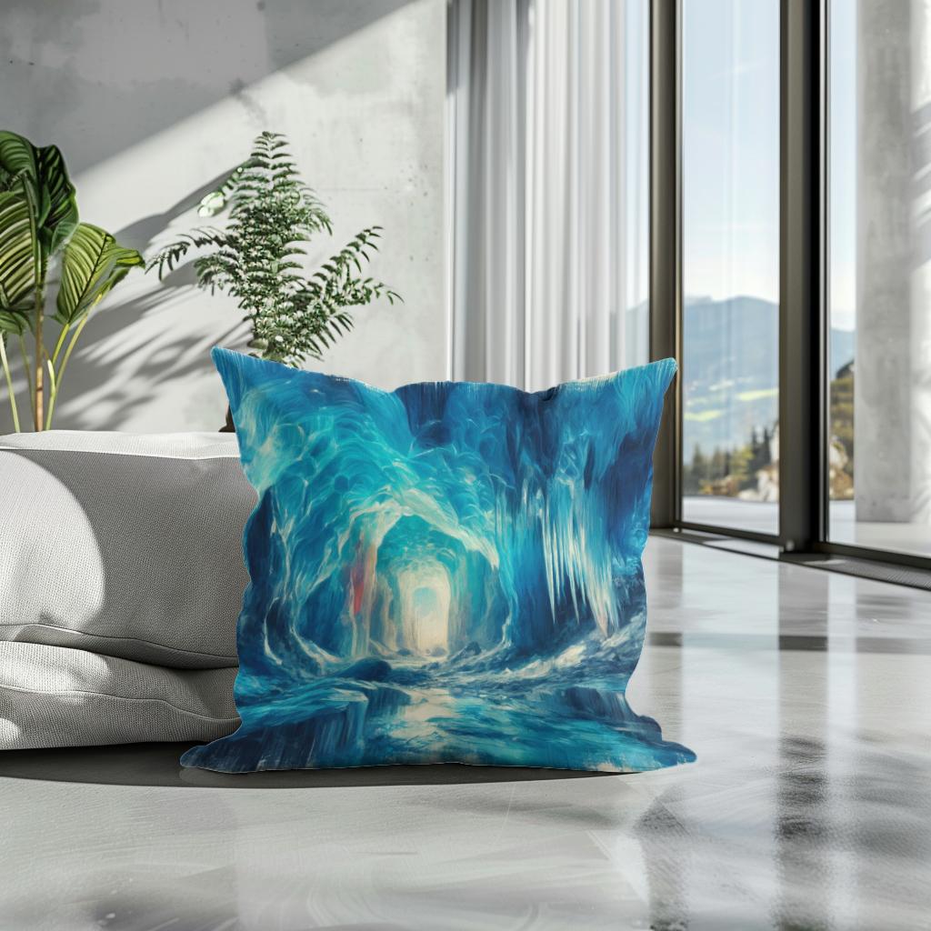 Ice Cave Wonders Cotton Cushion