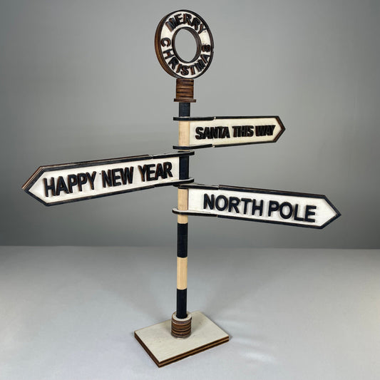 Christmas Direction Sign - Handmade Ornament by Curious Rabbit ®