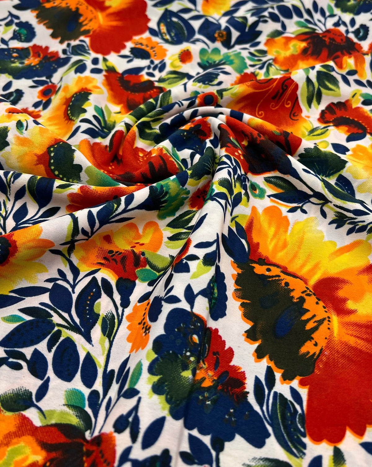 Bright Multi Floral Lightweight Crepe Fabric 80GSM Non Stretch