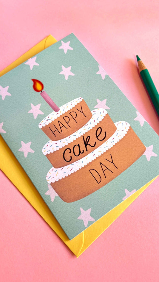 Happy Cake Day Card- Cute Handmade Food Based Greetings Card