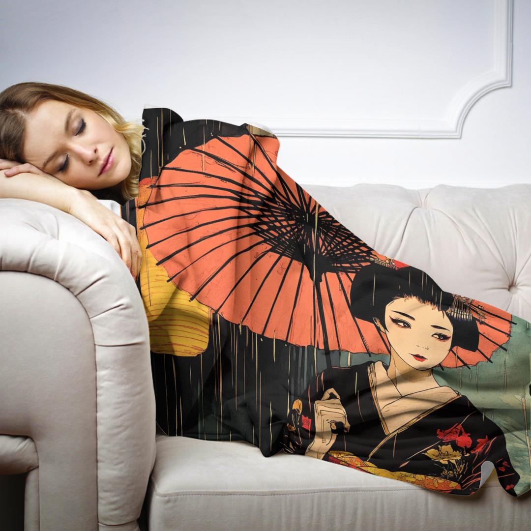 Geisha in the Rain Blanket