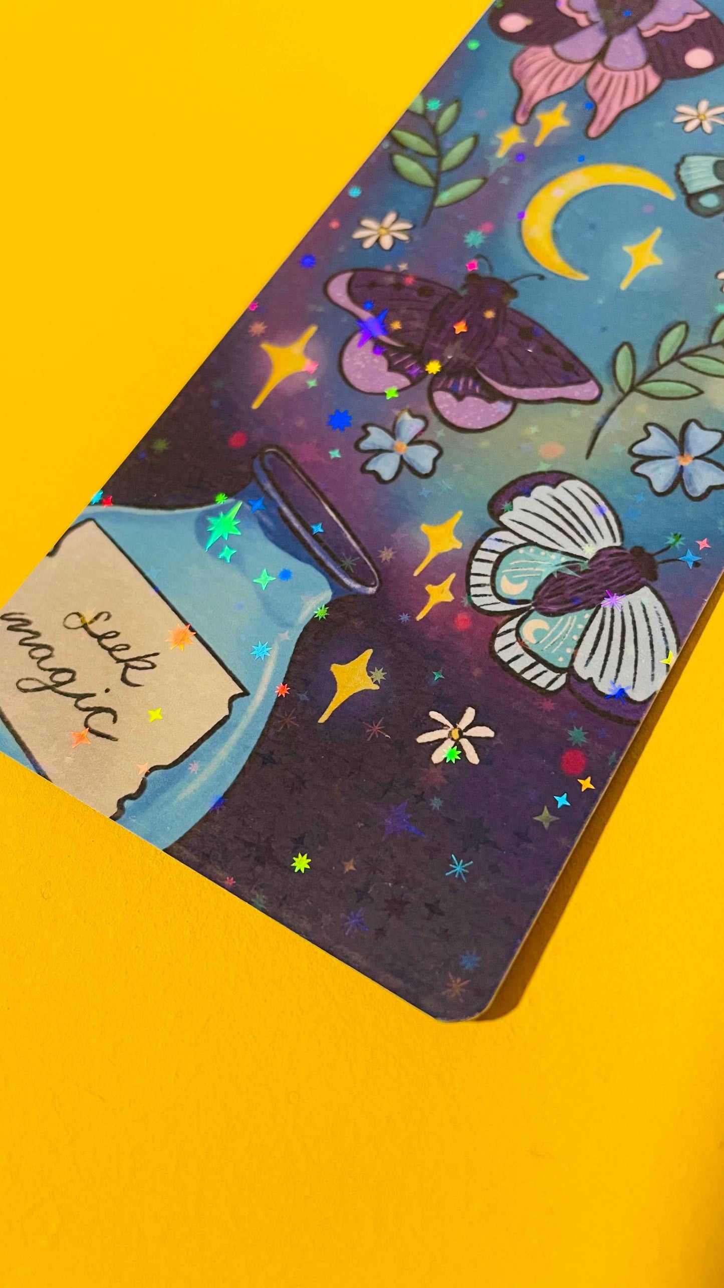 Witchy Moths Holographic Bookmark