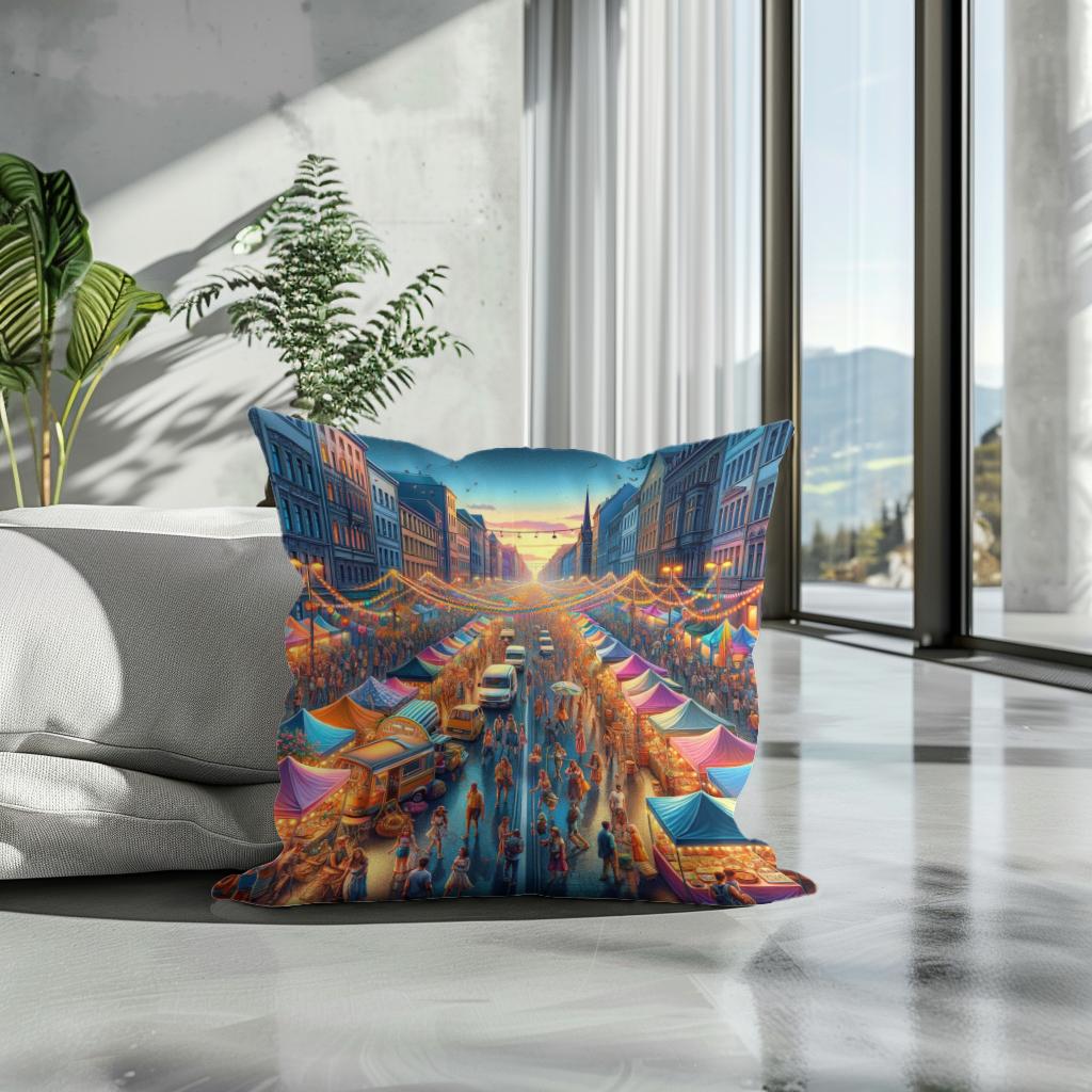 Festival Lights Summer Evening Cotton Cushion