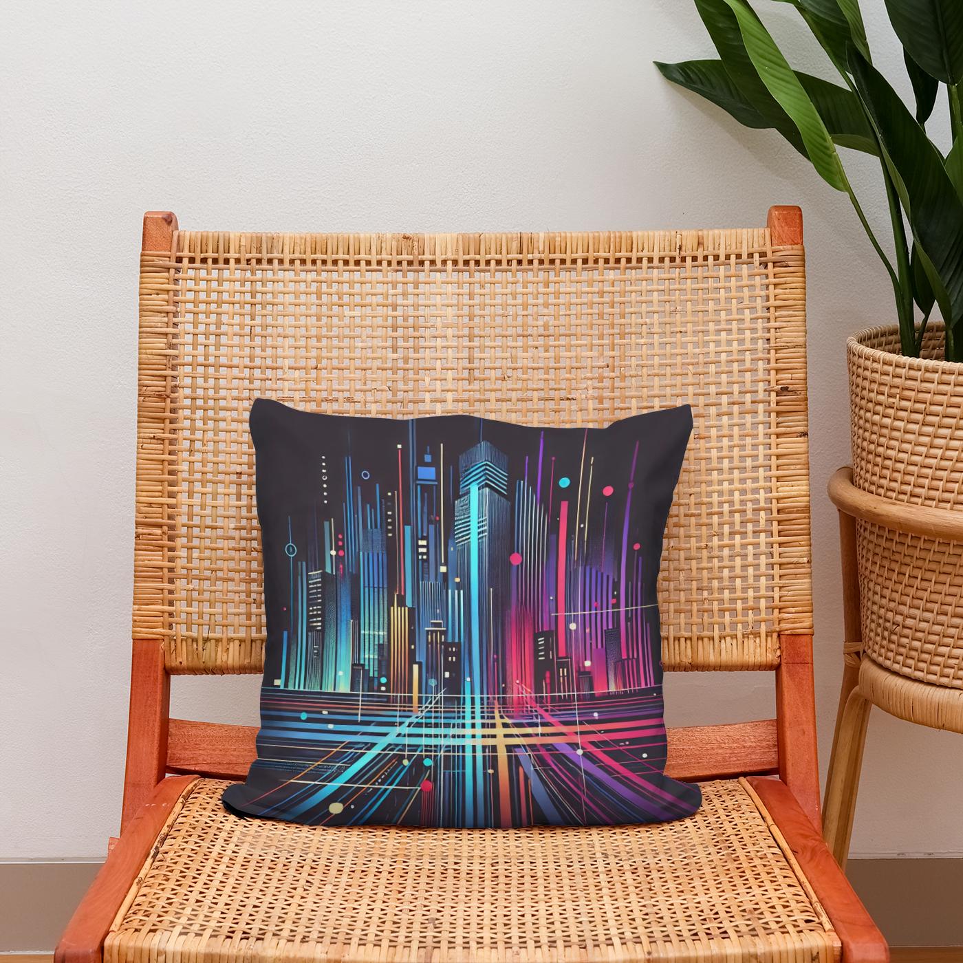 Neon City Pulse Cotton Cushion