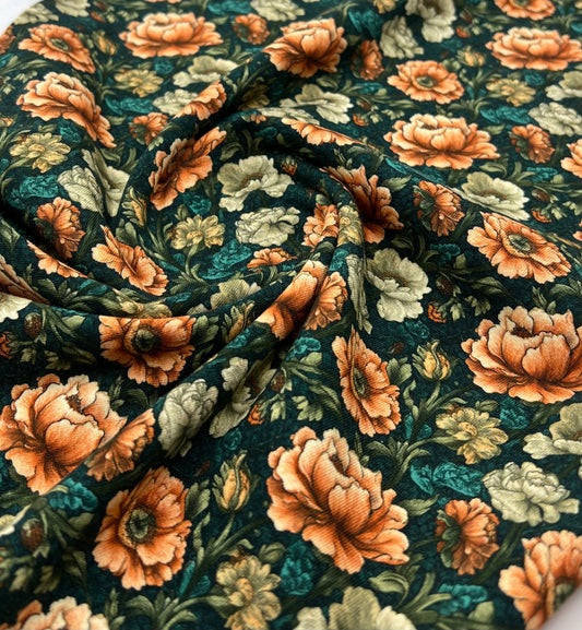 Vintage Roses Print Cotton Stretch Jersey 200 GSM 95/5 Lycra 4 Way Stretch