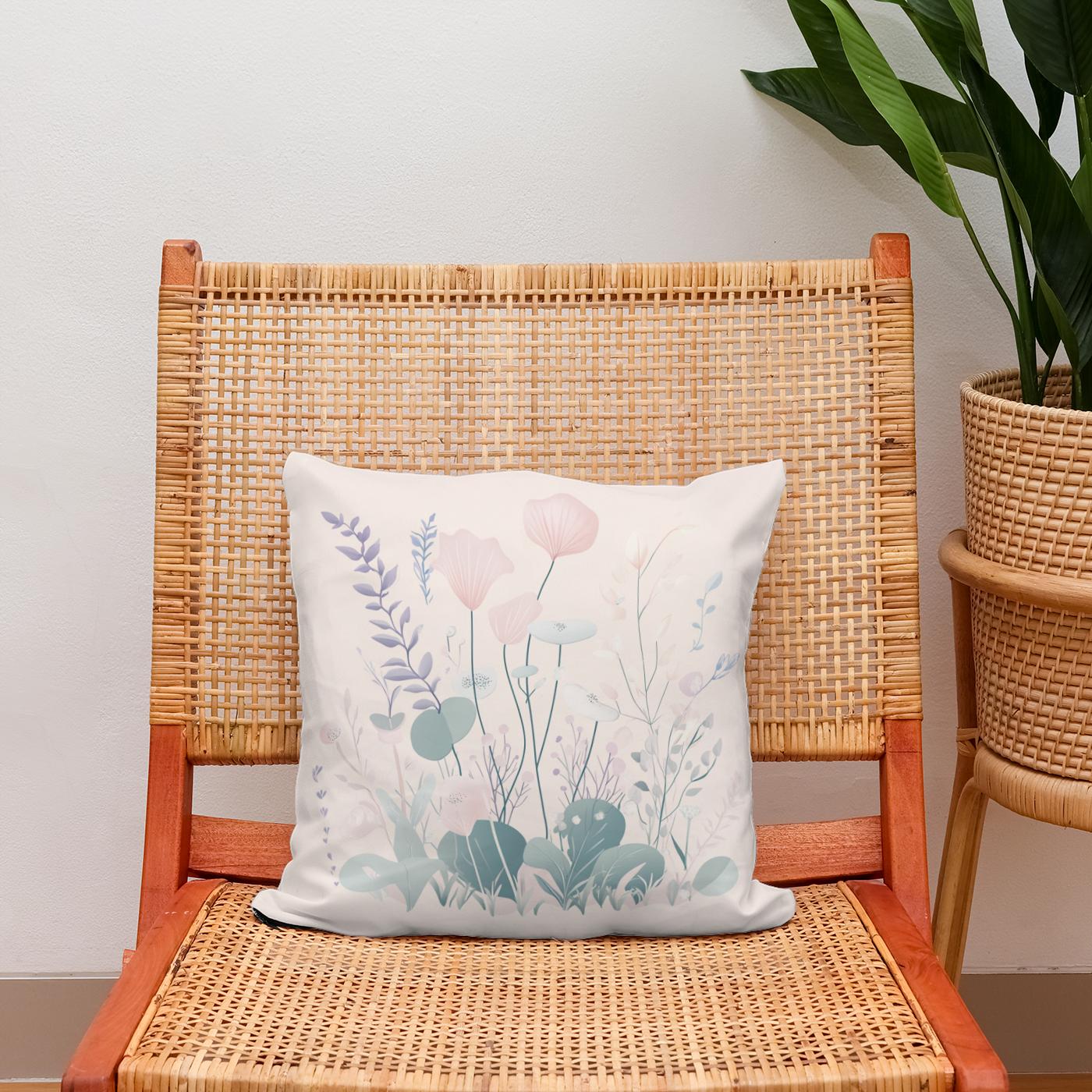Vanilla Pastel Botanical Cotton Cushion