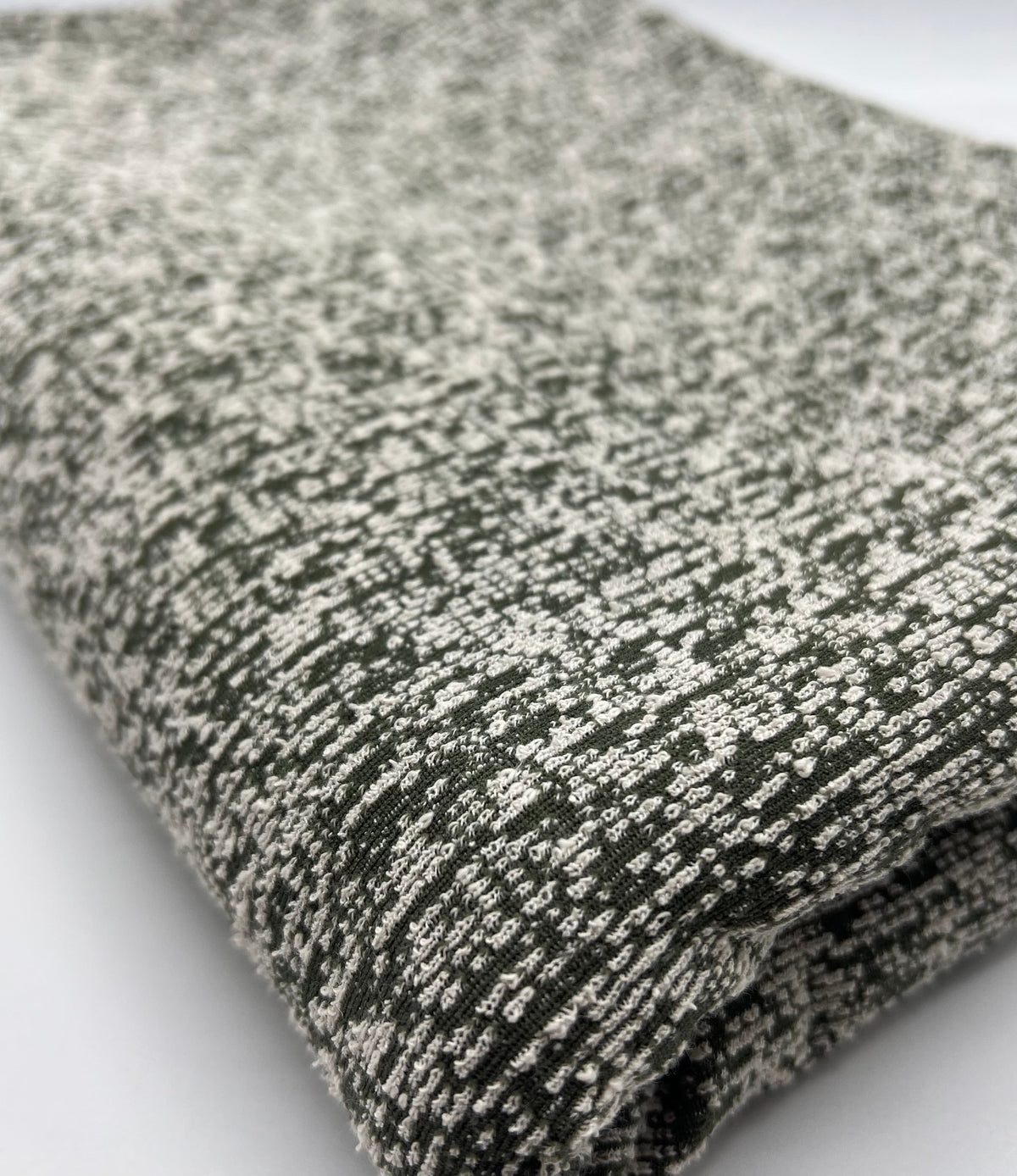 Khaki White Slubbed Knit Textured Stretch Fabric