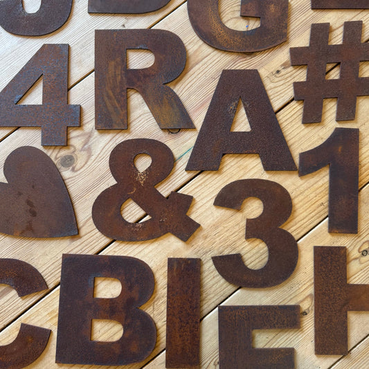 5" Fat Font Rusty Metal Letters A-Z 0-9