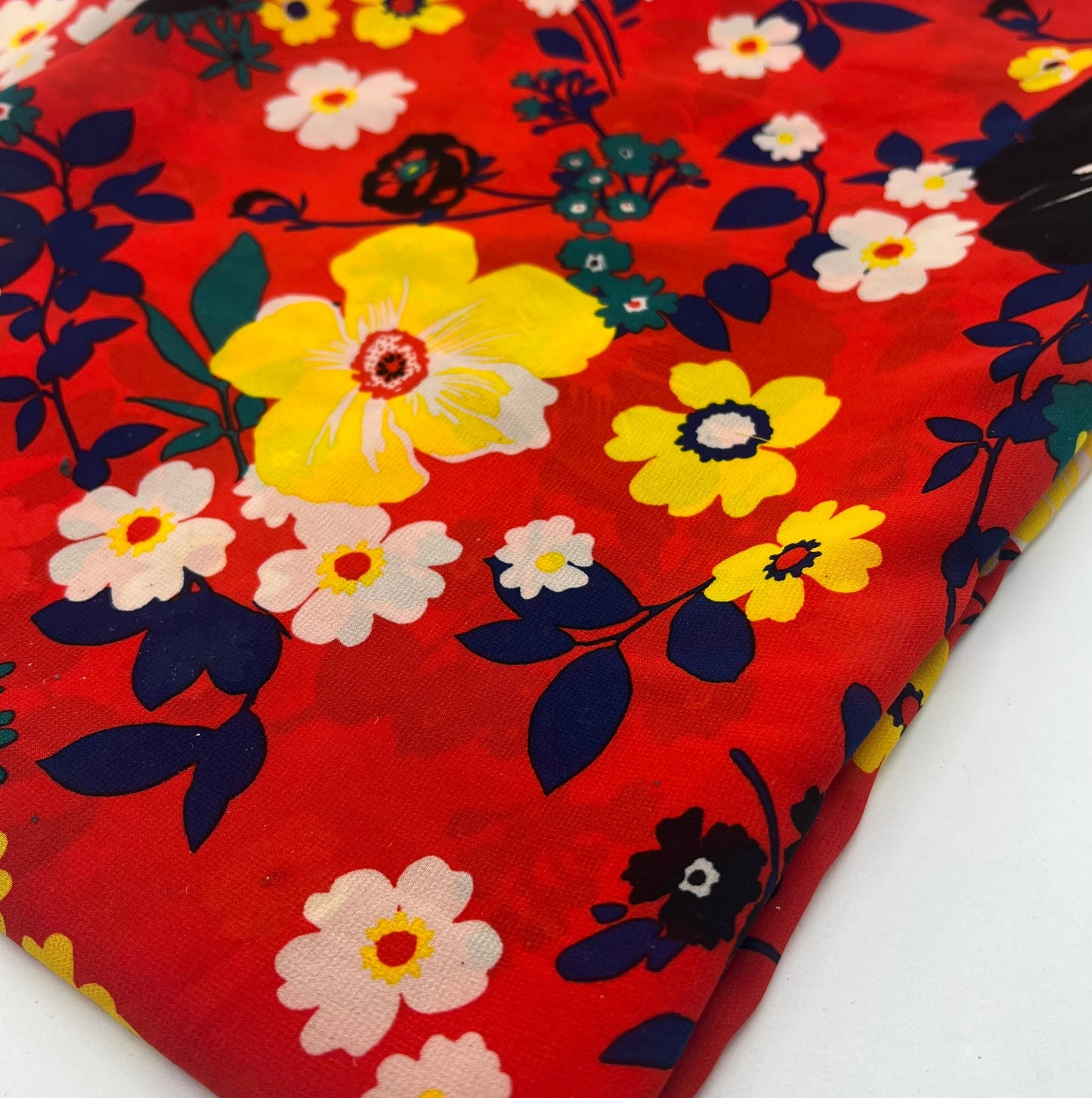 Red Floral Printed Chiffon Dress Fabric