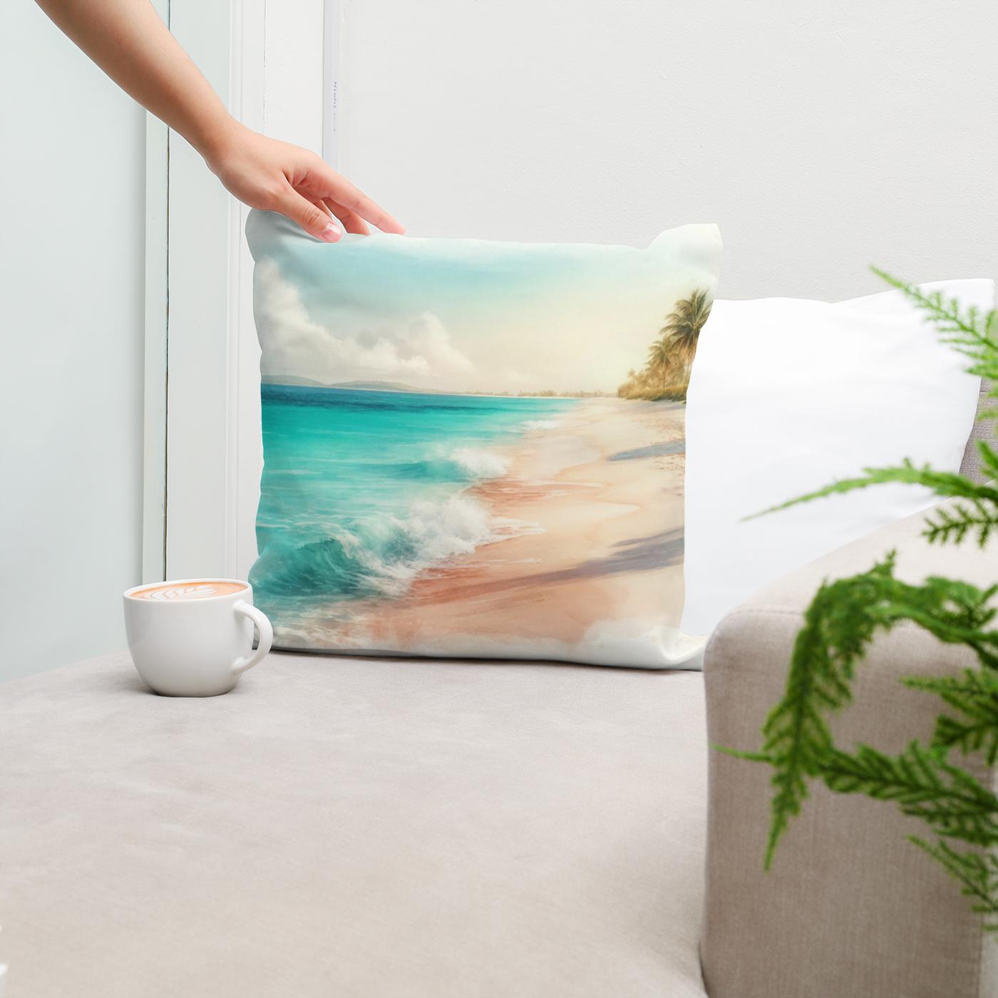 Idyllic Beach Cotton Cushion