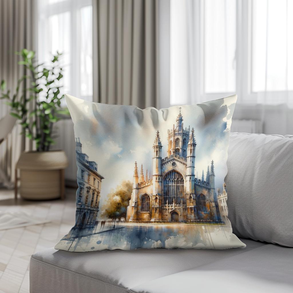 Cambridge St Mary's Watercolor Whisper Cotton Cushion