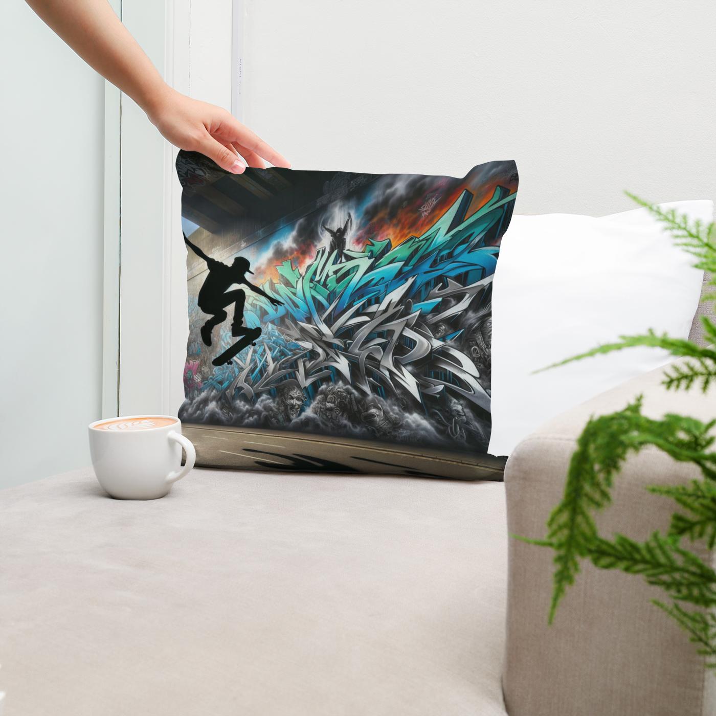 Skater's Silhouette Cotton Cushion