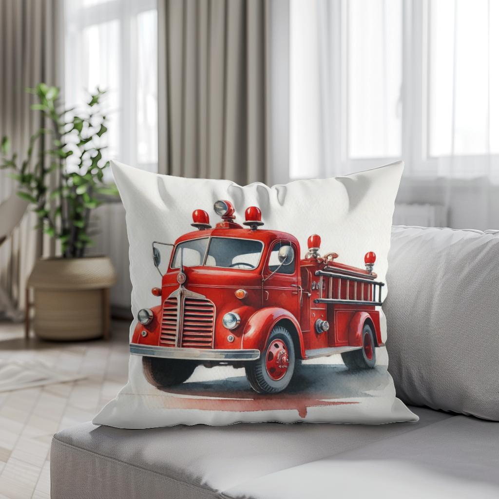 Vintage Fire Truck Cotton Cushion