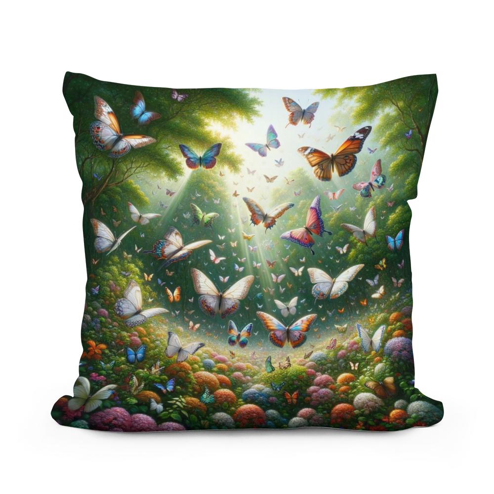 Butterfly Garden Dance Cotton Cushion