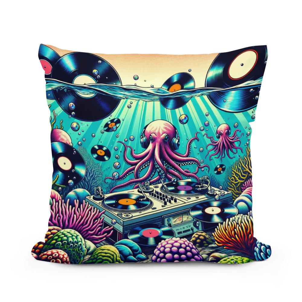 Vinyl Reef Rhythms Cotton Cushion