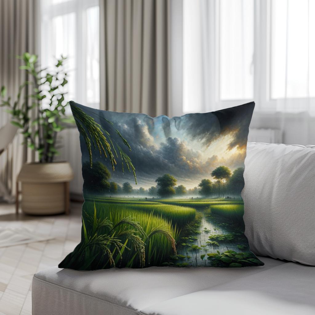 Monsoon Over Bengal Cotton Cushion