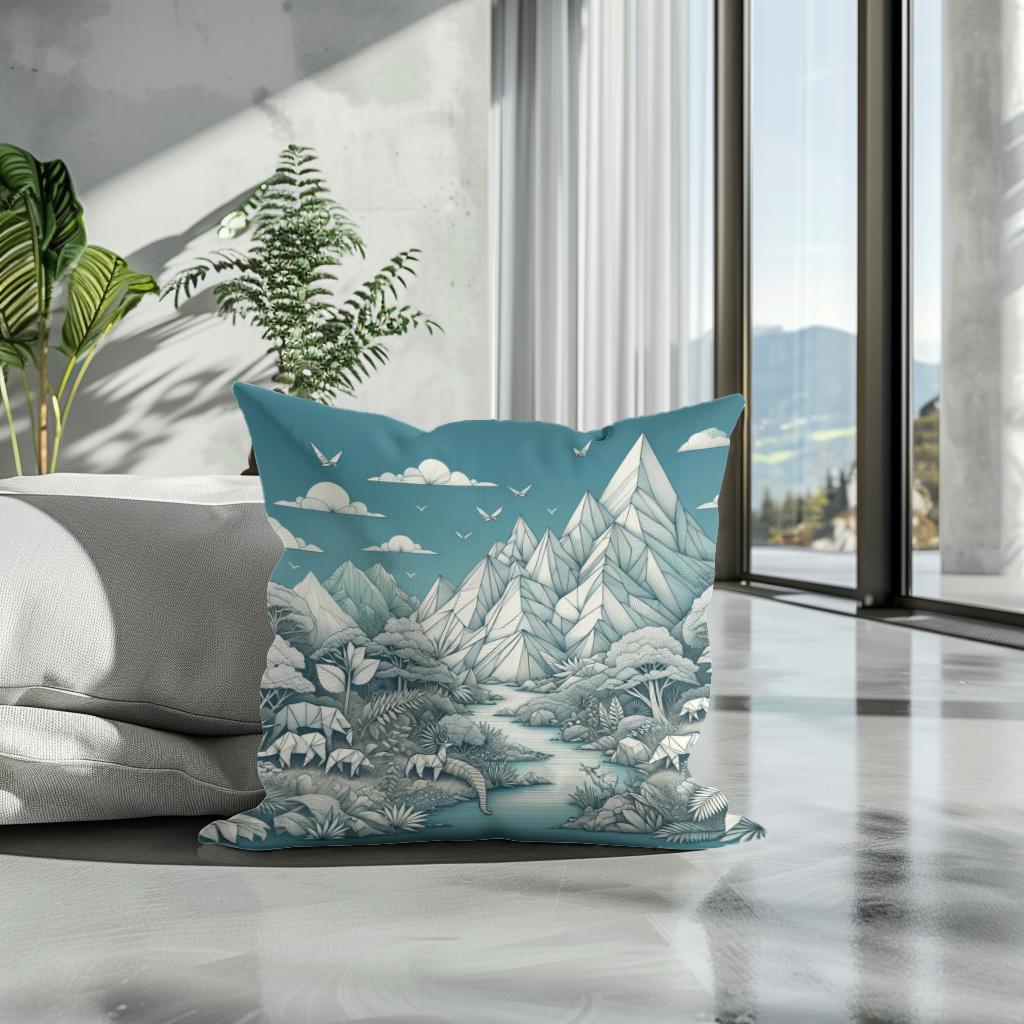 Paper Wilderness Panorama Cotton Cushion