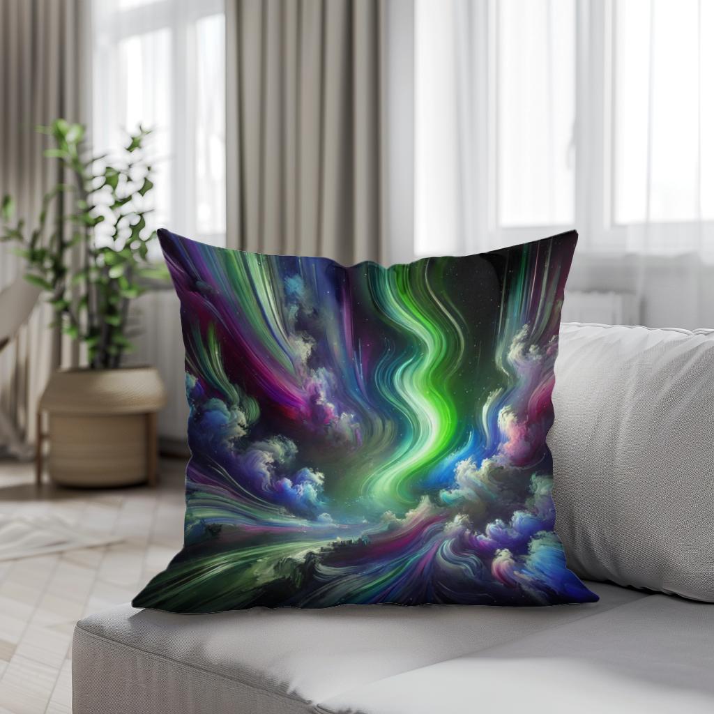 Dreamlike Northern Lights Cotton Cushion