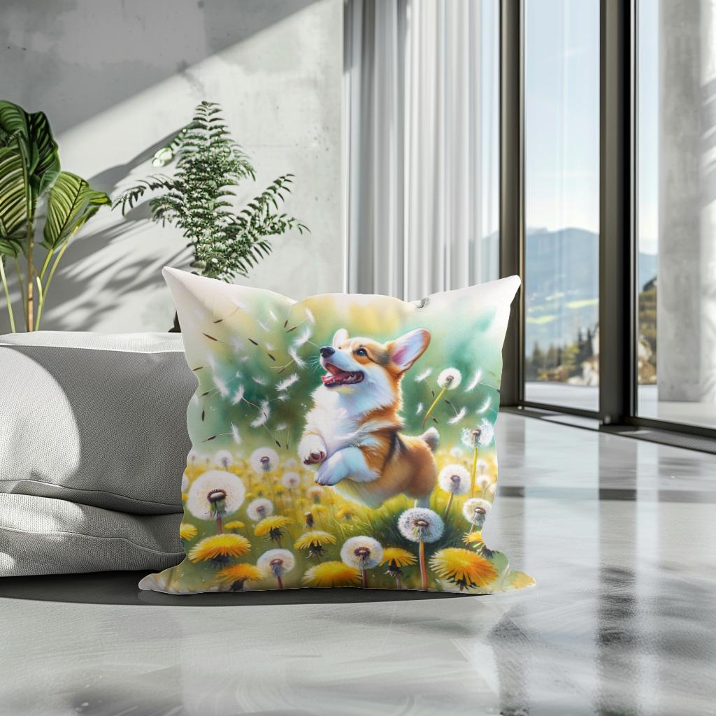Corgi Whimsy Cotton Cushion