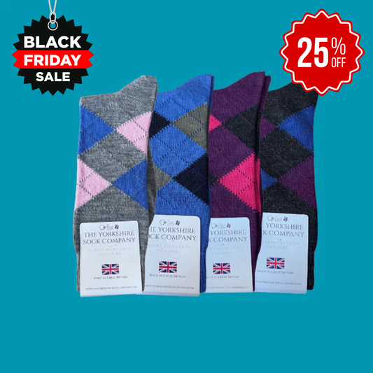 Ripley Argyle Merino Socks - 4 Pair Bundle 1