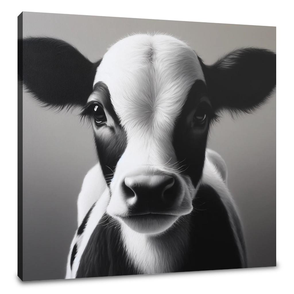 Monochromatic Serenity Cow Canvas