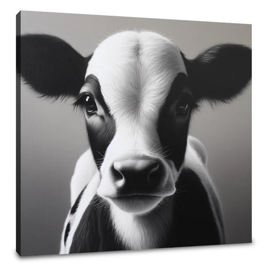 Monochromatic Serenity Cow Canvas