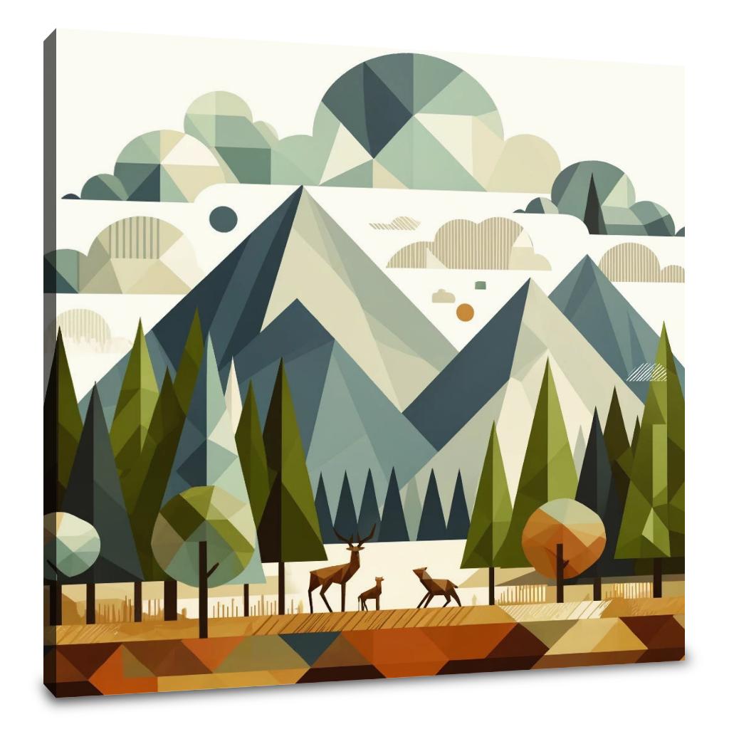 Geometric Forest Harmony Canvas