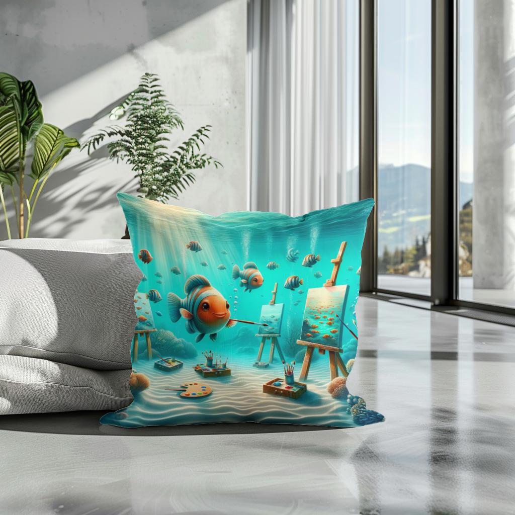 Aquatic Artistry Cotton Cushion