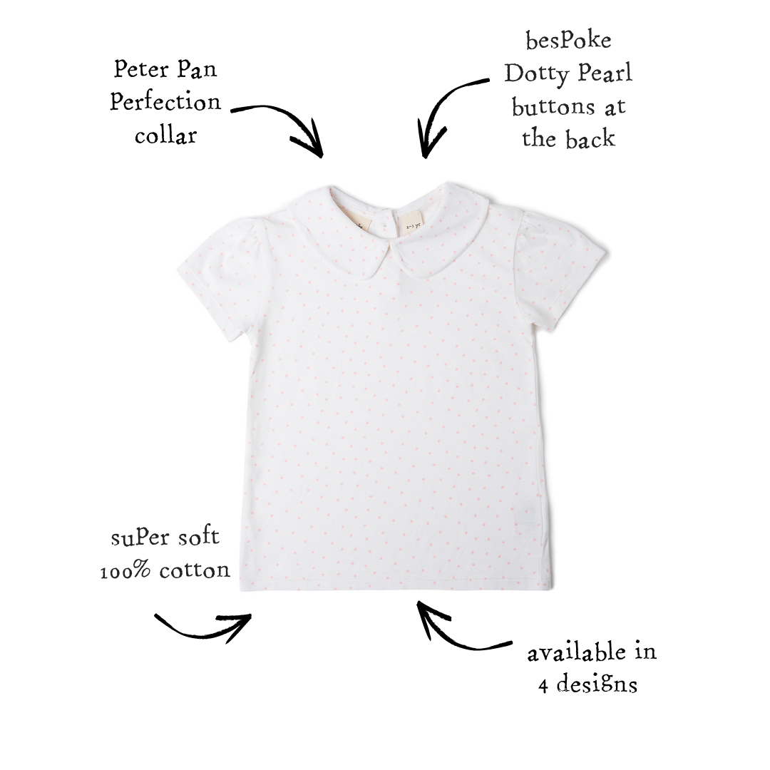 Peter Pan Short Sleeved T-Shirt - Pink Spot