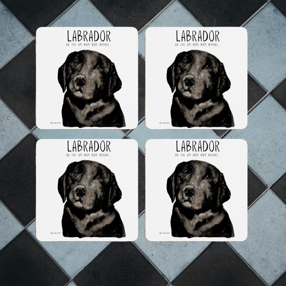 Pawse for a Snack: Labrador Coaster Set (Om Nom Nomnivore Edition)