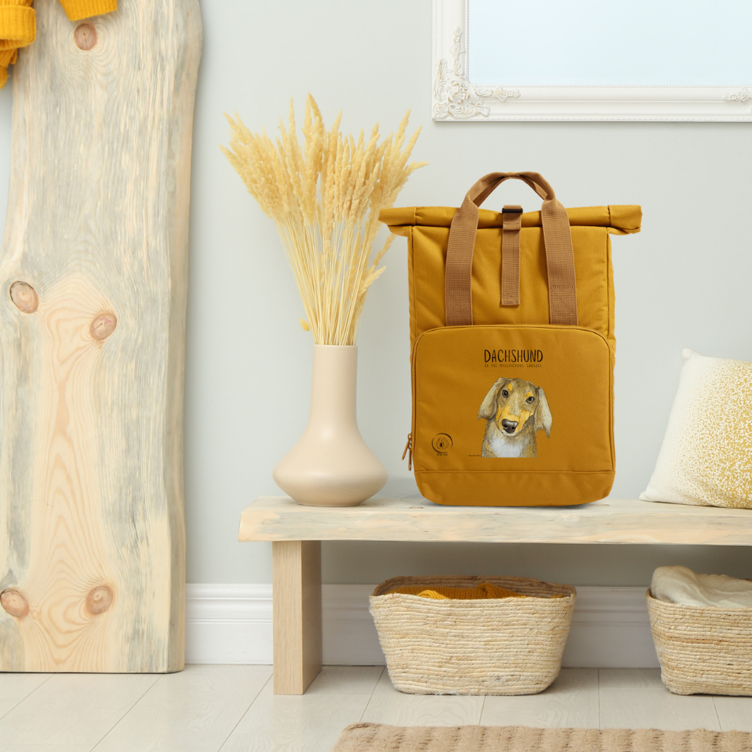 Long Haired Dachshund Roll-Top Backpack – Small Dog, Big Adventure!