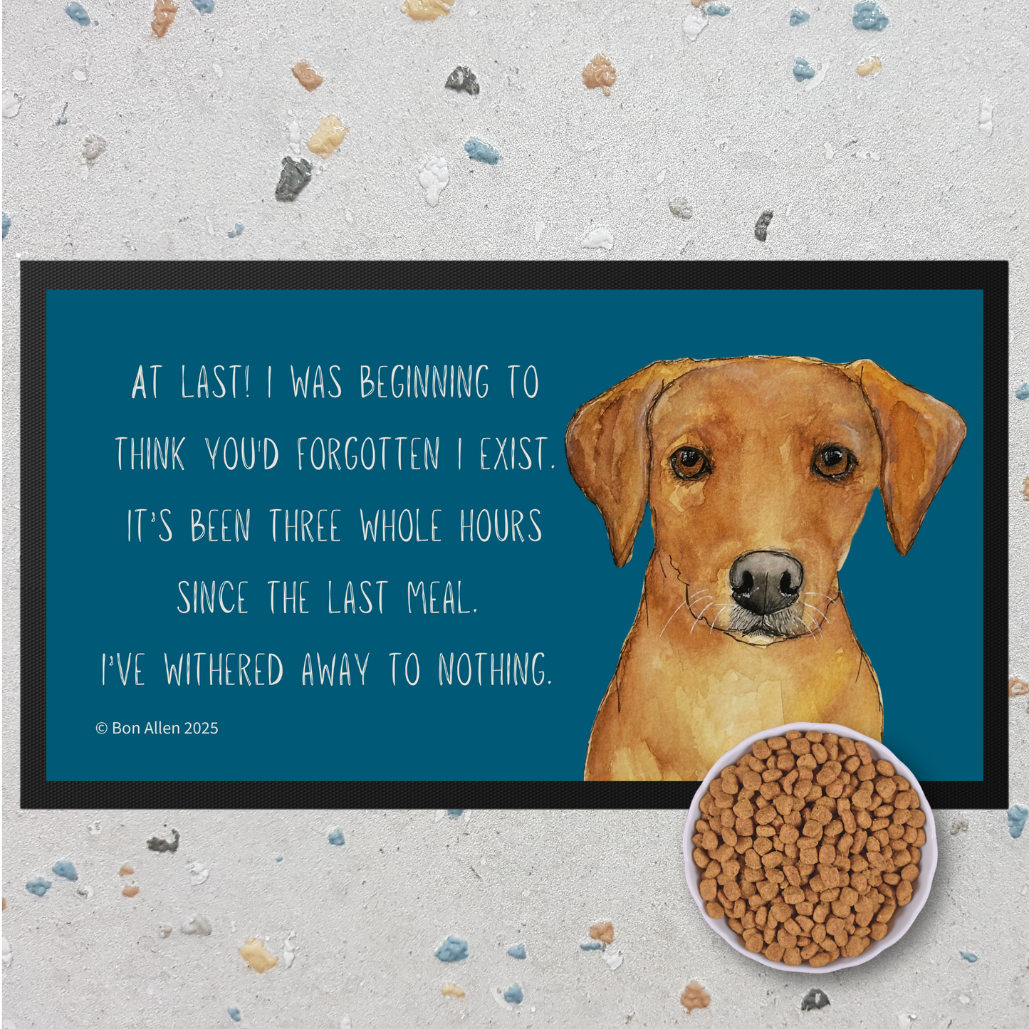 Starving Since Breakfast Pet Bowl Mat – Featuring the Fox Red Labrador