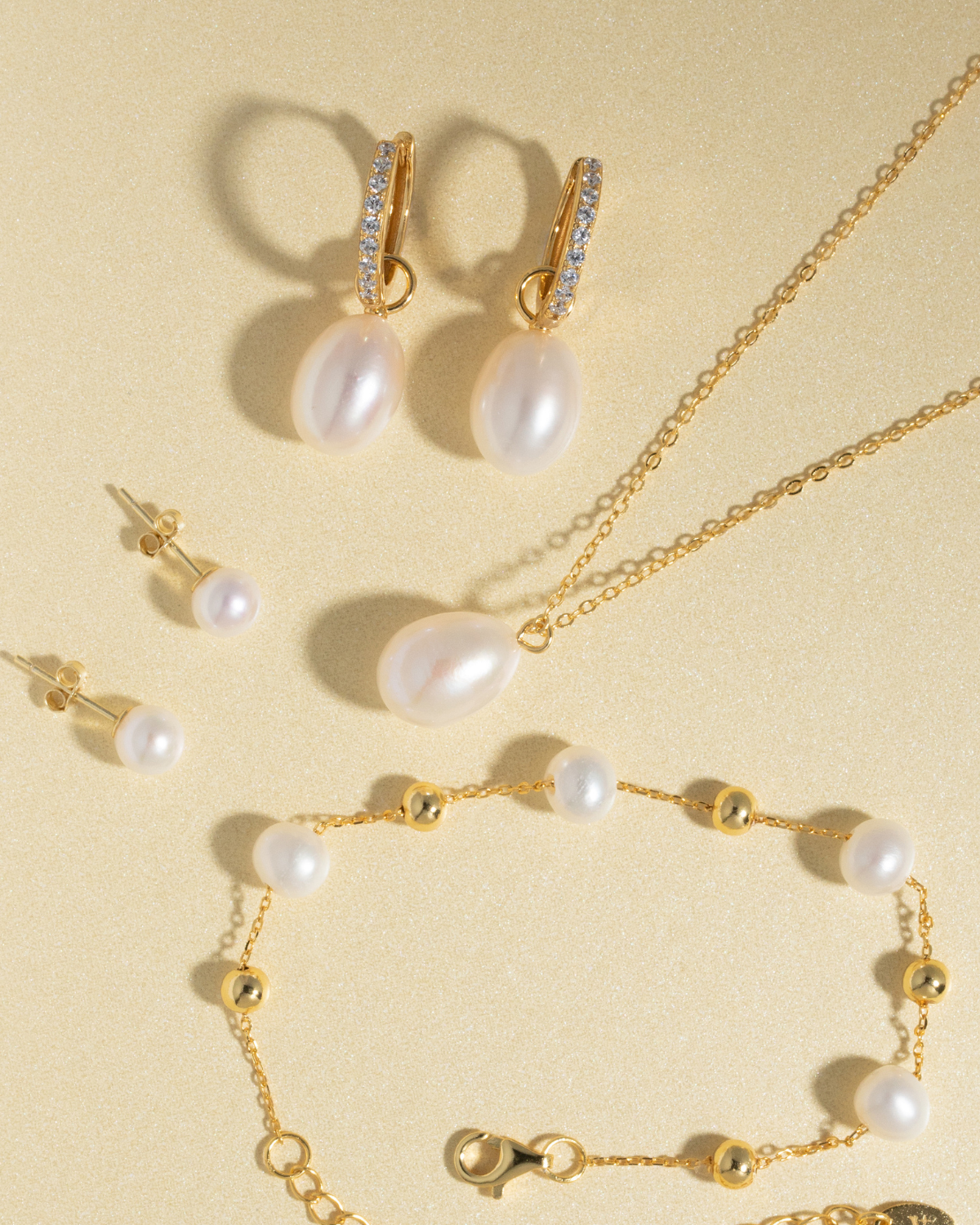 Freshwater Pearl Hoop Drop Earrings in 18k Gold Vermeil