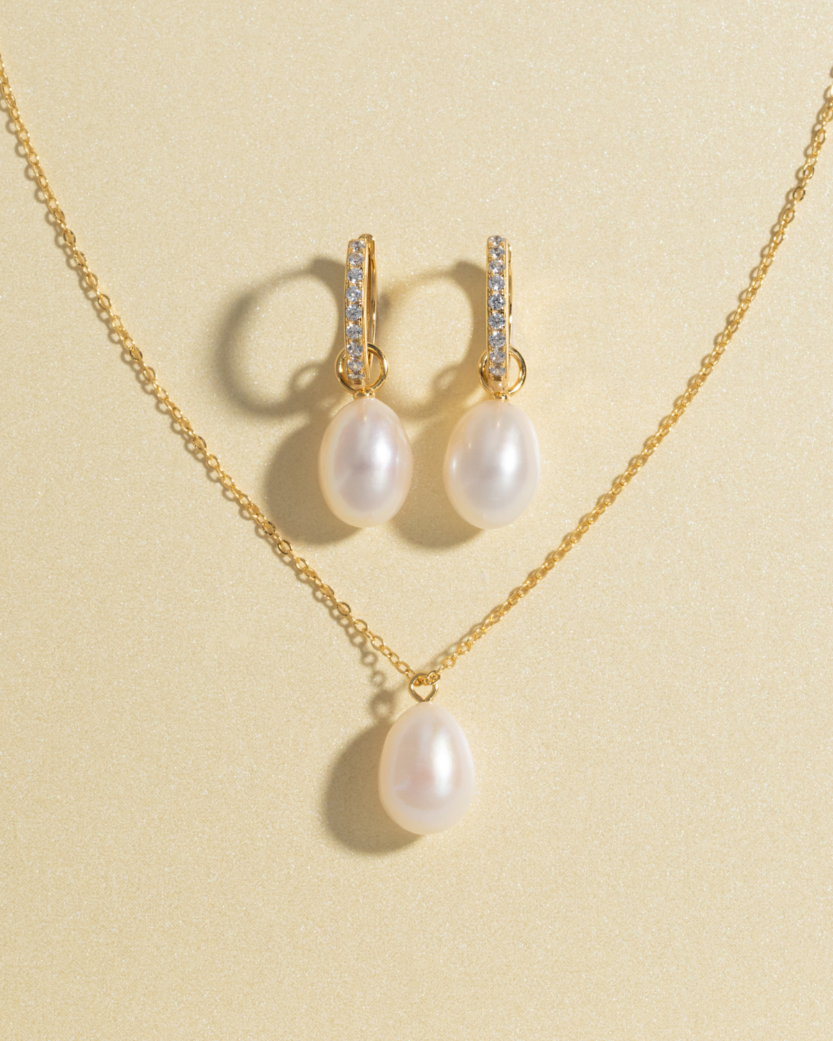 Freshwater Pearl Hoop Drop Earrings in 18k Gold Vermeil