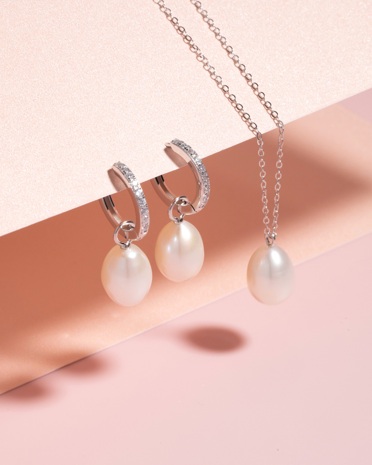 Pearl & Moissanite Bridal Jewellery Set in Sterling Silver