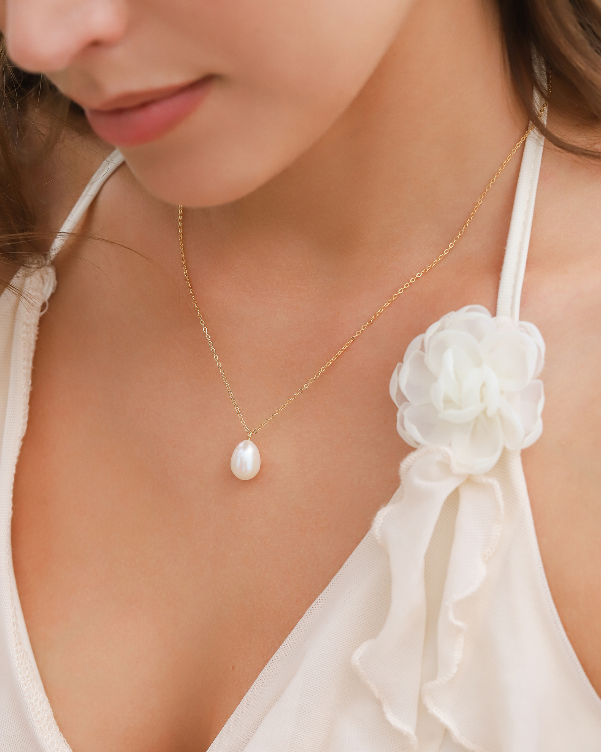 Large Freshwater Pearl Pendant Necklace in 18k Gold Vermeil