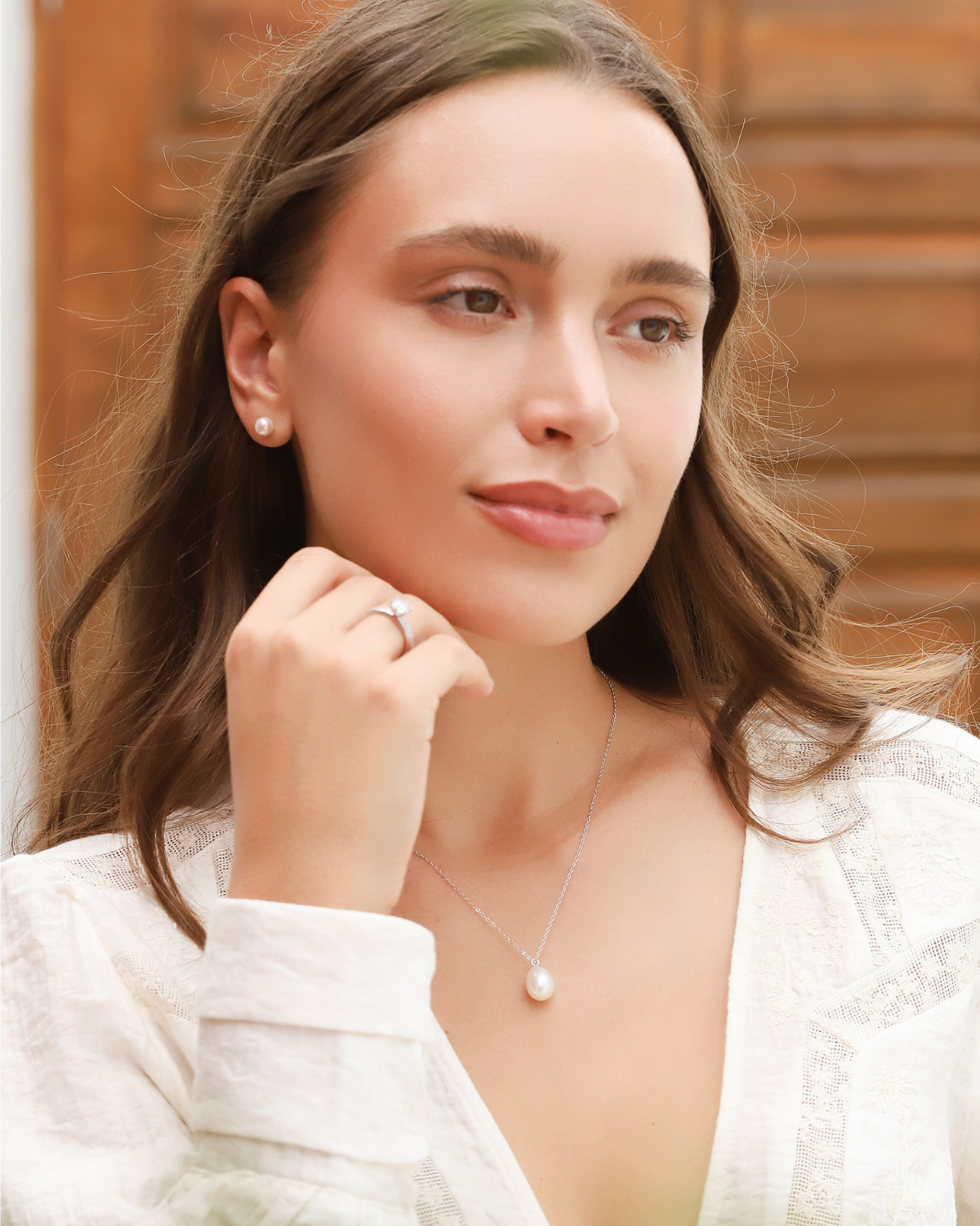 Large Freshwater Pearl Pendant Necklace in Sterling Silver