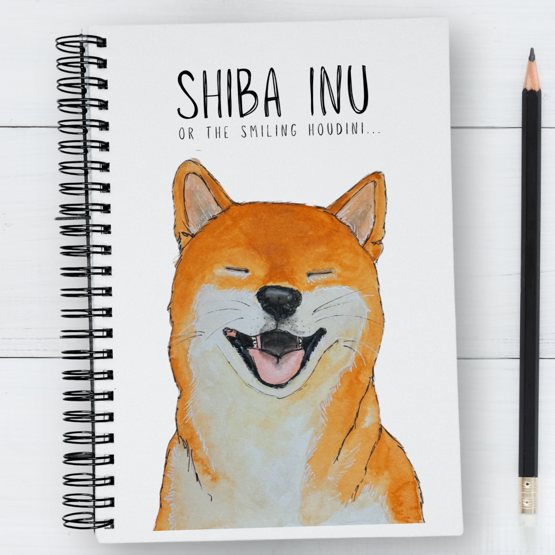 “Plotting My Escape” – Shiba Inu Fabric Notebook