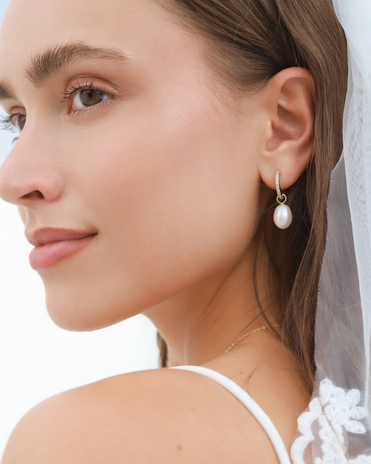Freshwater Pearl Hoop Drop Earrings in 18k Gold Vermeil