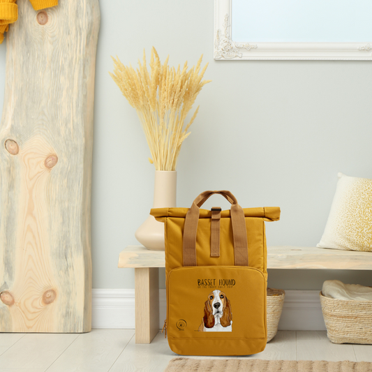 Basset Hound Roll-Top Backpack: Stylish, Sustainable, and Guilt-Trip Approved!
