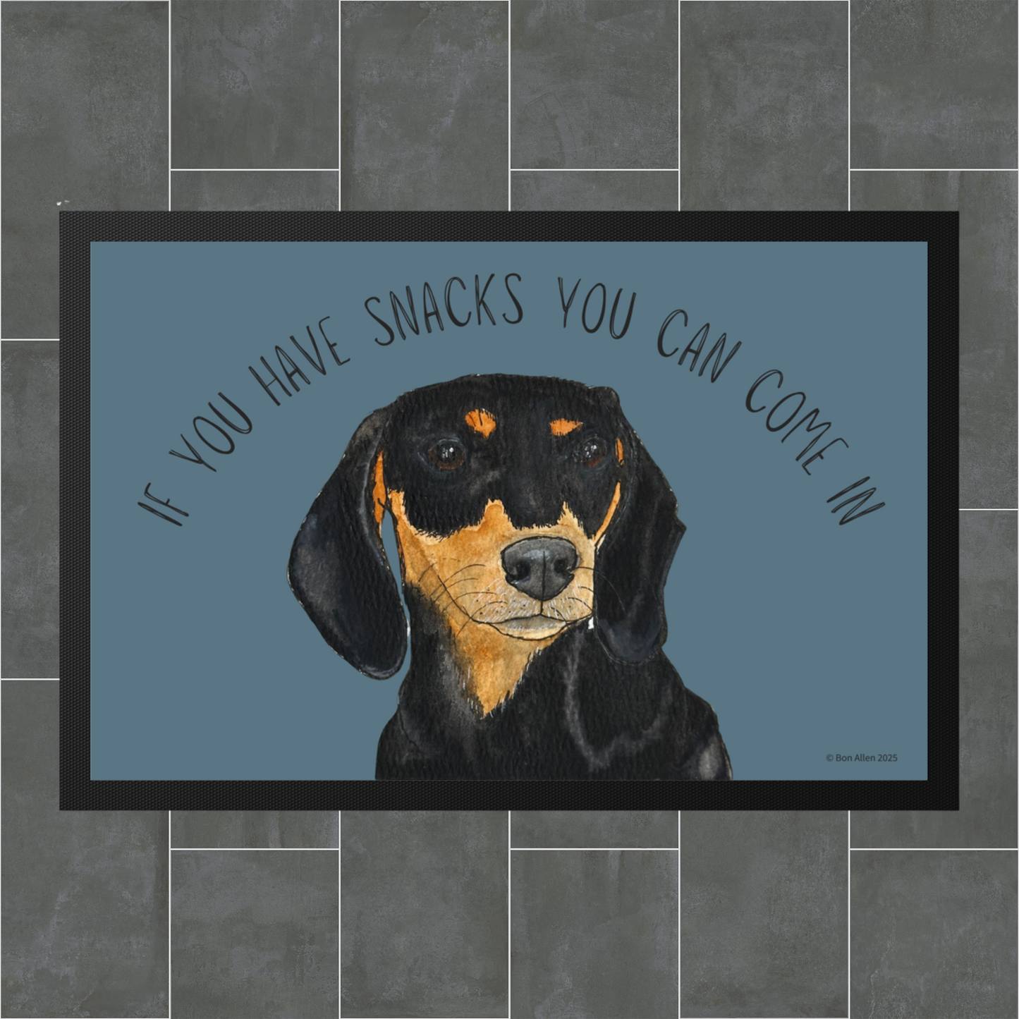 Snacks-Only VIP Access: The Black & Tan Dachshund Doormat!