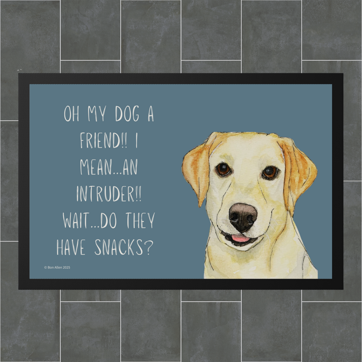 Yellow Labrador Welcome Mat – Is It a Friend, Intruder… or Snack Delivery?!