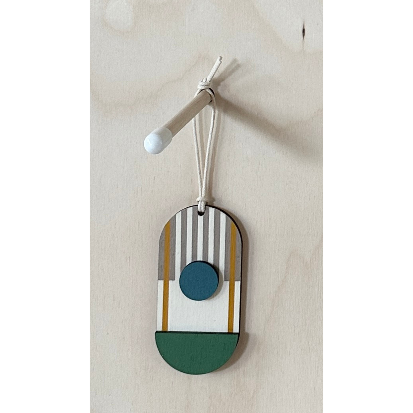 Geometric Decoration - Mini Mid-Century Wall Art - Little Wooden Decoration - Green & Yellow Decor