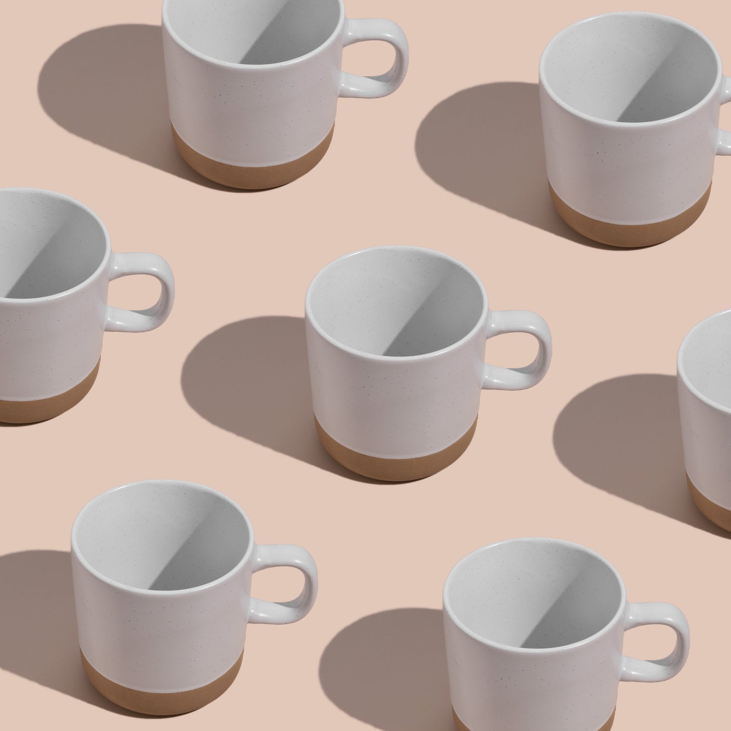 Ceramic Coffee Mug 4-Pack - White Speckled Stoneware 355ml