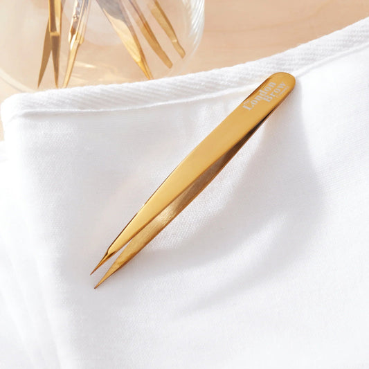 Gold Sharp Pointed Precision Luxury Tweezers - Boxed