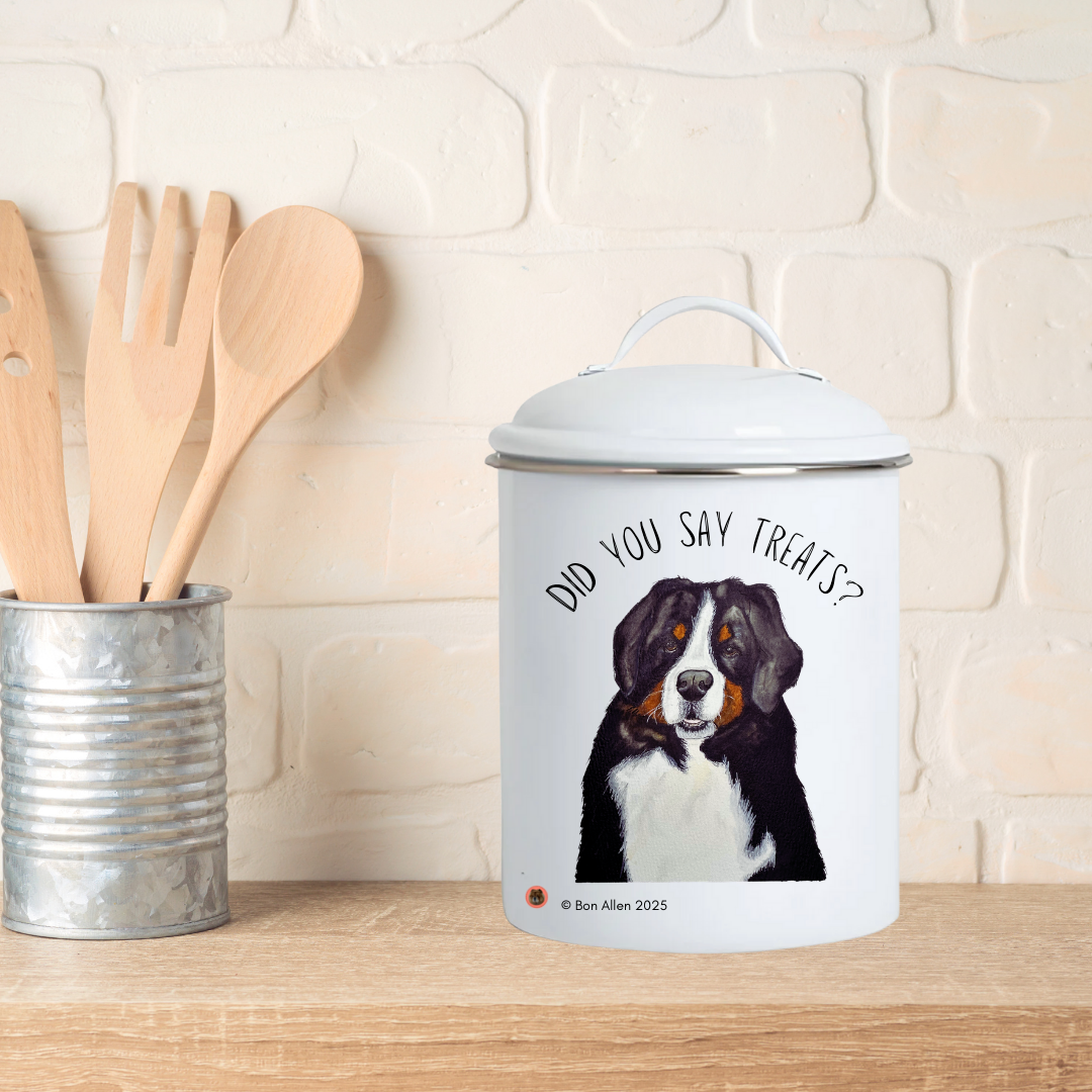 Bernese Mountain Dog Ceramic Treat Jar – Keep the Treats Safe!